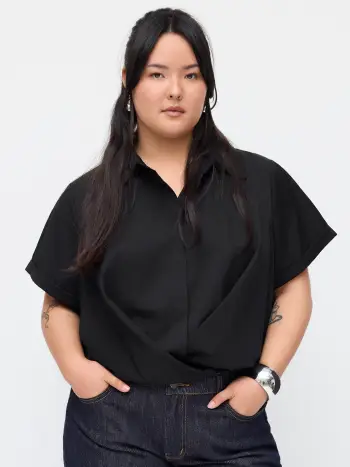 Body a camicia oversize con colletto arricciato Curve & Plus