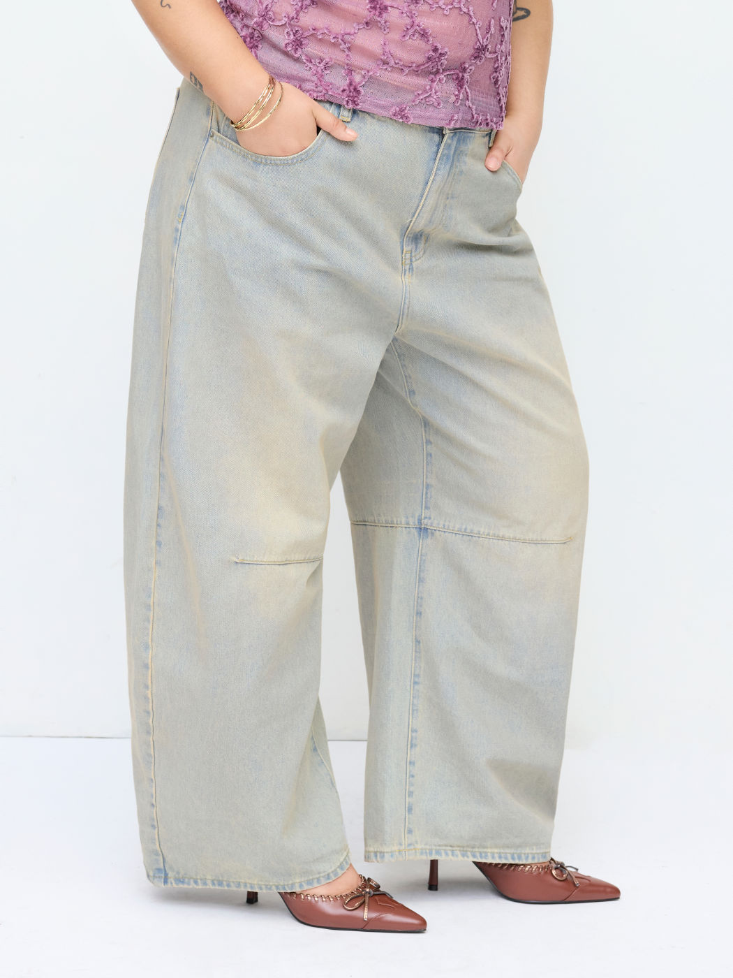 Cider Denim Low Rise Pocket Barrel-leg Jeans Curve & Plus