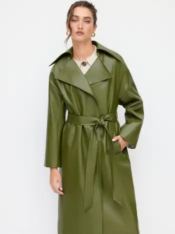Trench in ecopelle con cintura