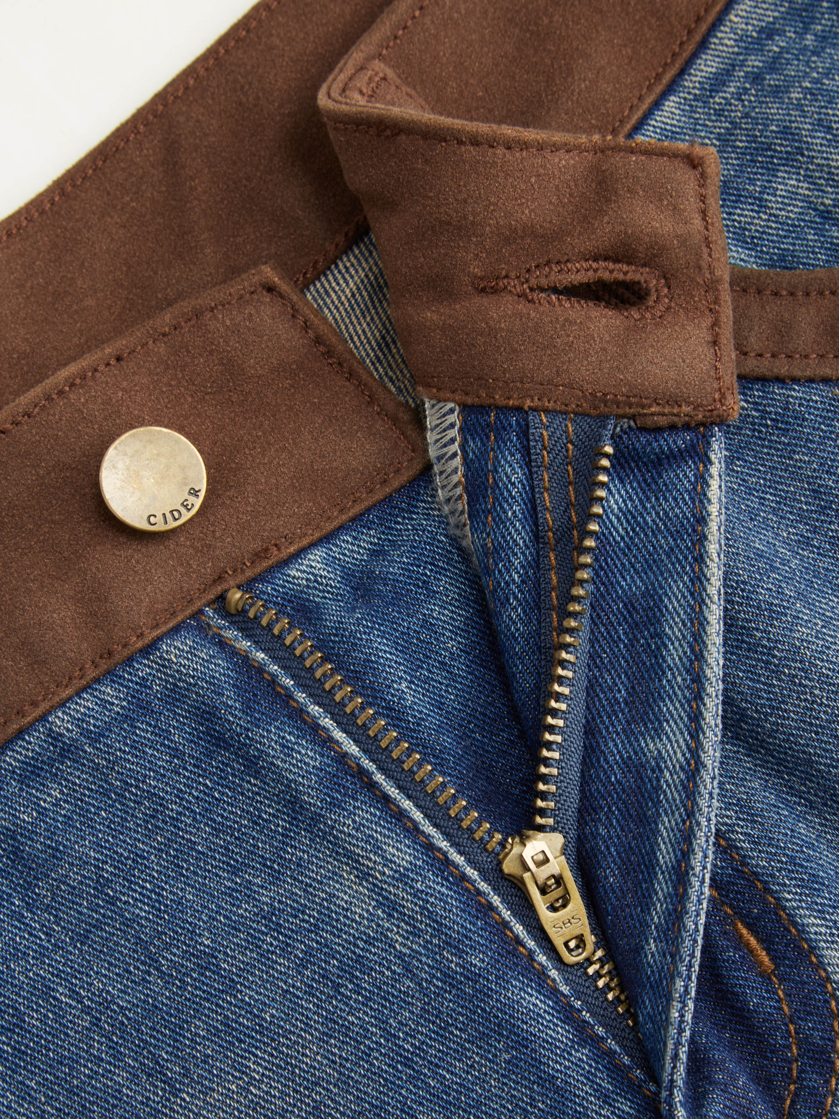 Cider Denim Two Tone Low Rise Straight Leg Jeans