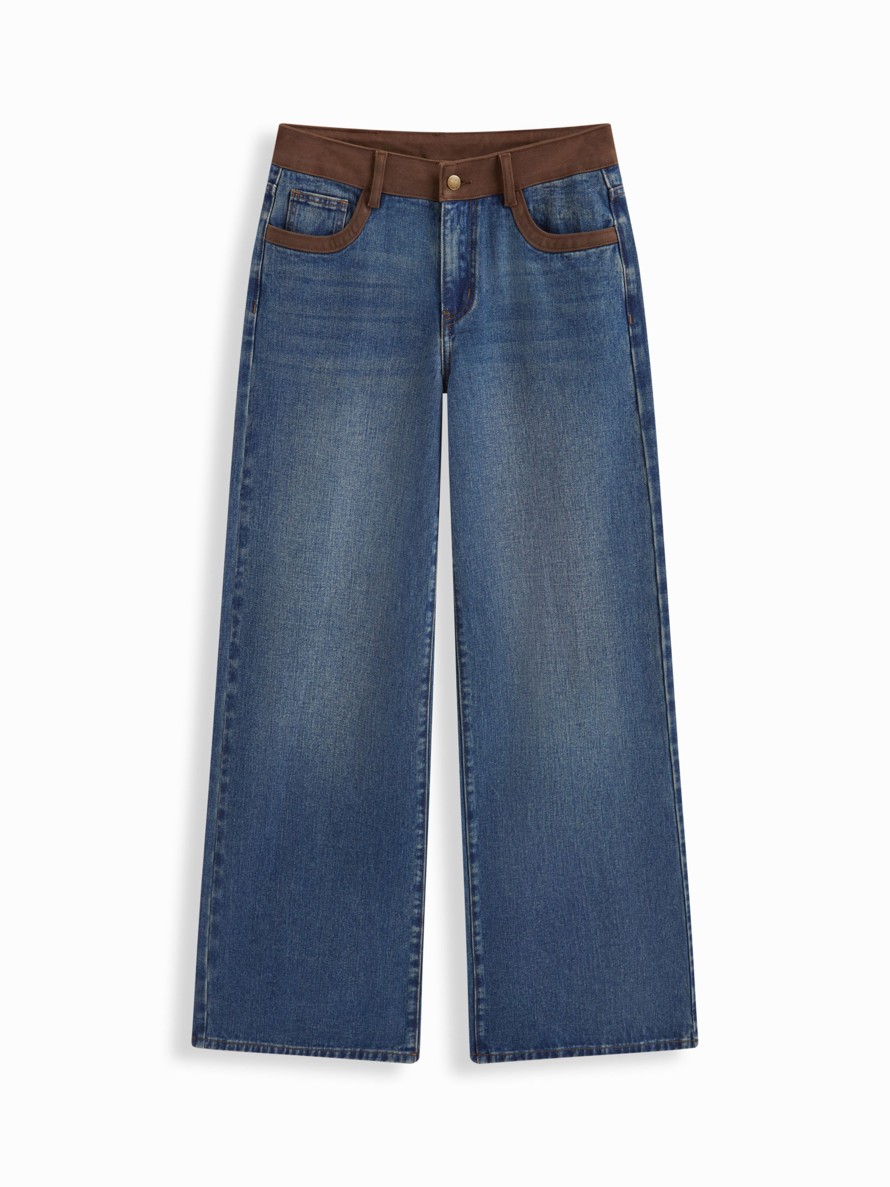 Cider Denim Two Tone Low Rise Straight Leg Jeans