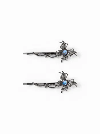 SET DI 2 CLIP PER CAPELLI CON GEMME E FARFALLE
