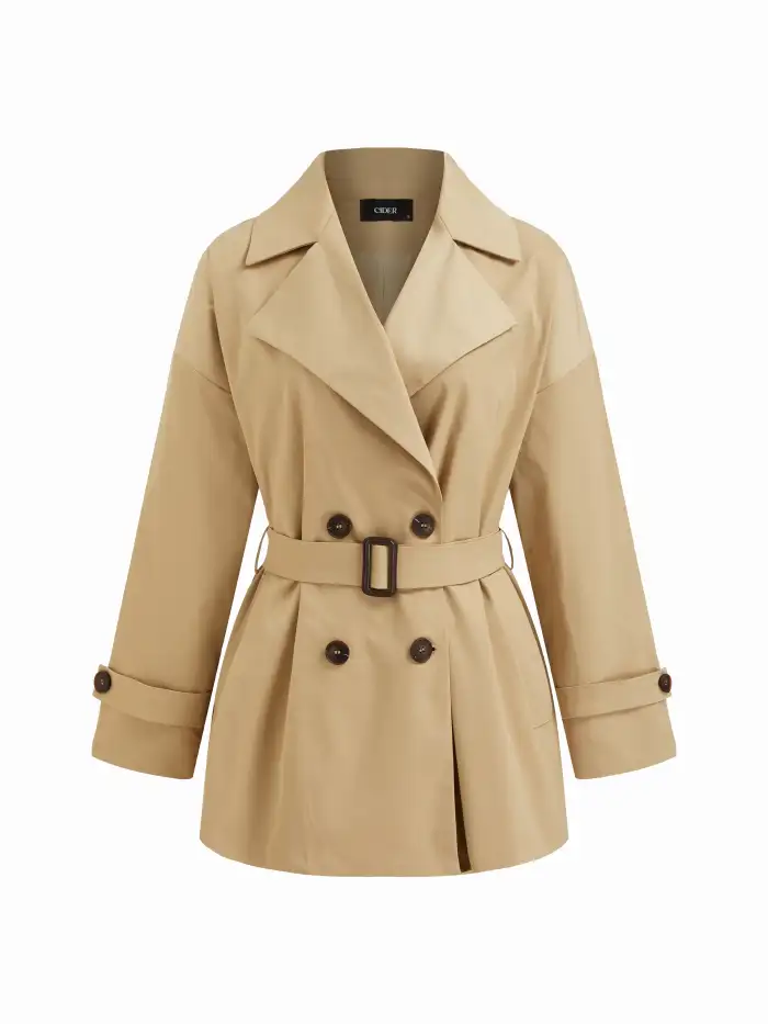 Wool-look Collar Long Sleeve Herringbone Mini Dress