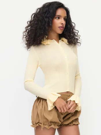 Knitted V-neck Horse Stripe Long Sleeve Top