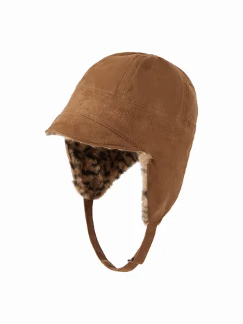 Trapperhut mit Leopardmuster und Pelz