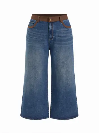 Cider Denim Two Tone Low Rise Wide Leg Jeans Curve & Plus