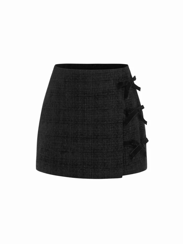 Mid Waist Solid Pleated Skort with Belt