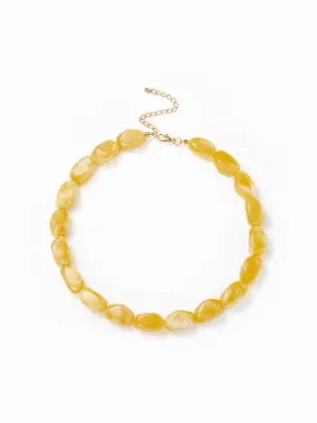 COLLANA CON PERLINE E TRAMA MARMORIZZATA