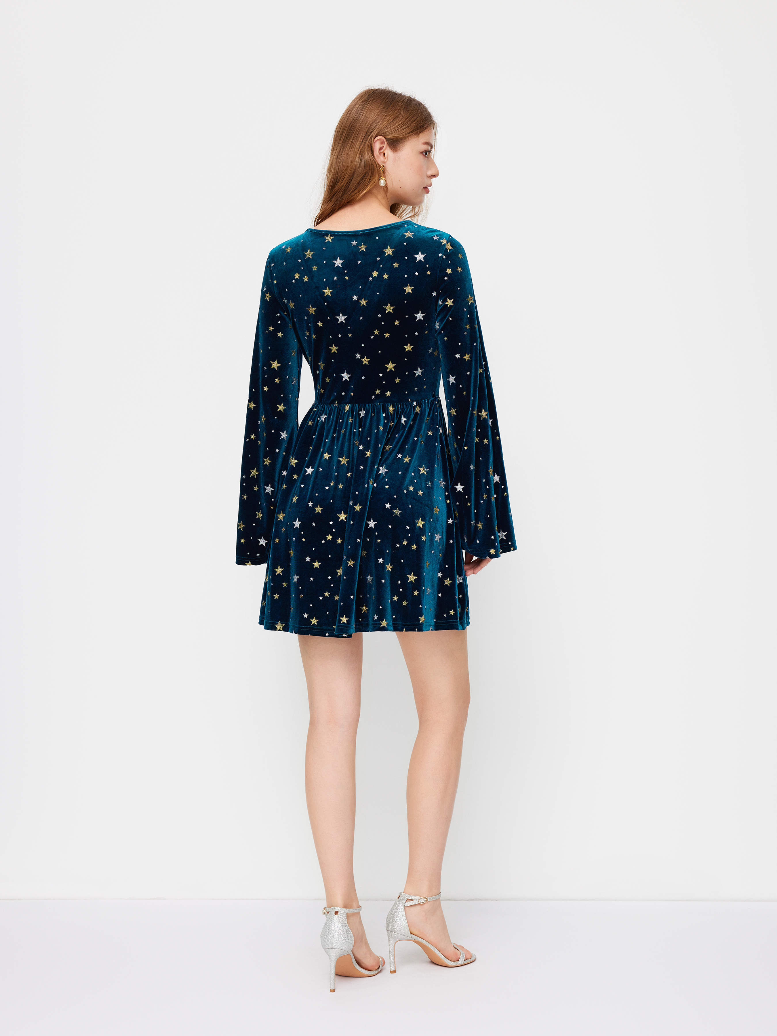 Boat Neck Houndstooth Belted Mini Dress