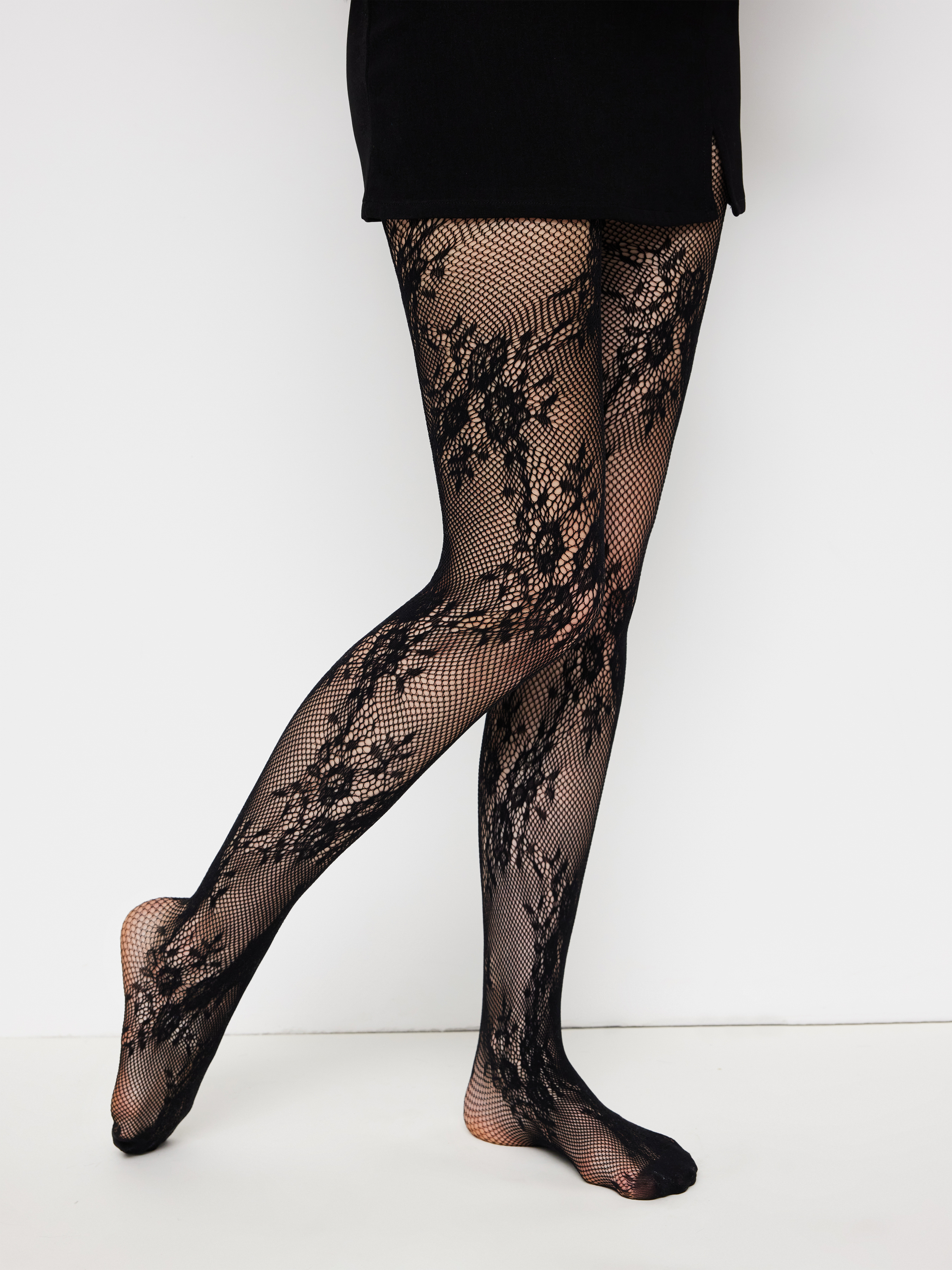 FLORAL JACQUARD LACE TIGHTS