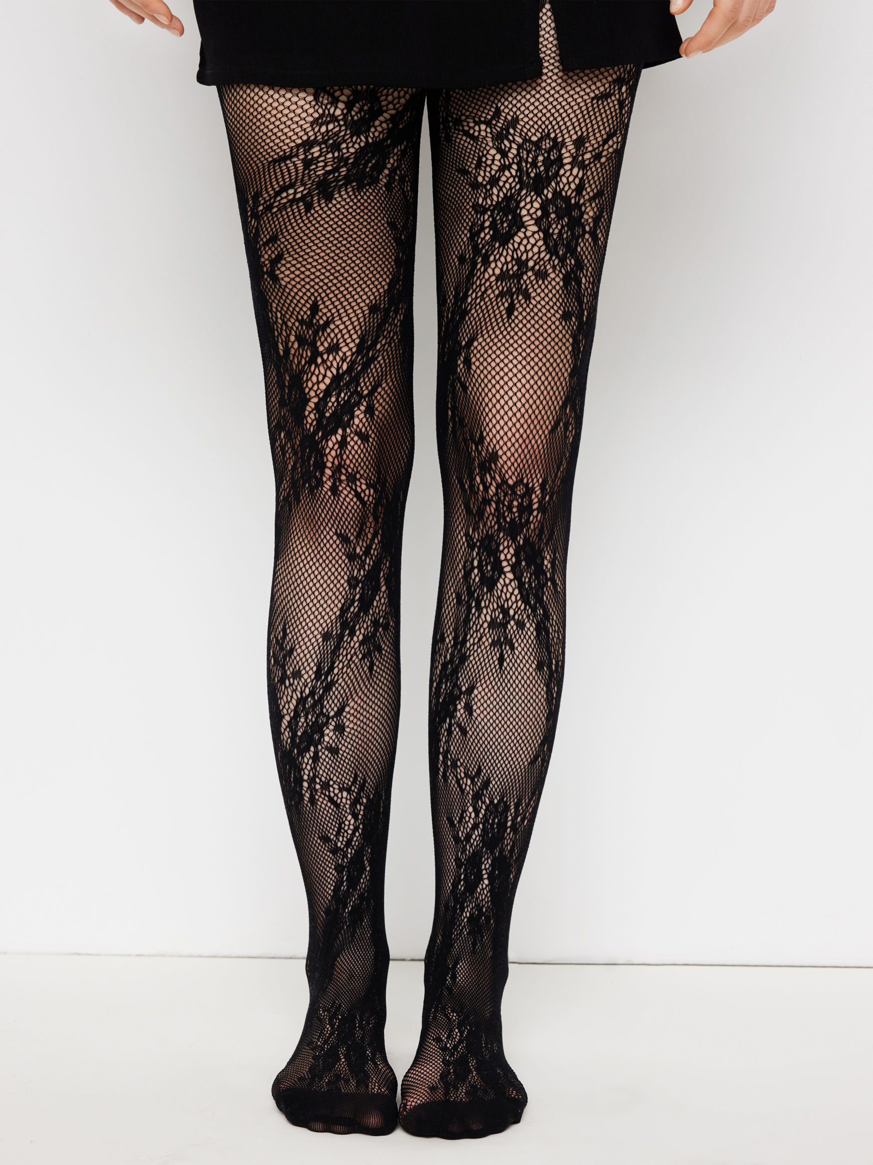 FLORAL JACQUARD LACE TIGHTS