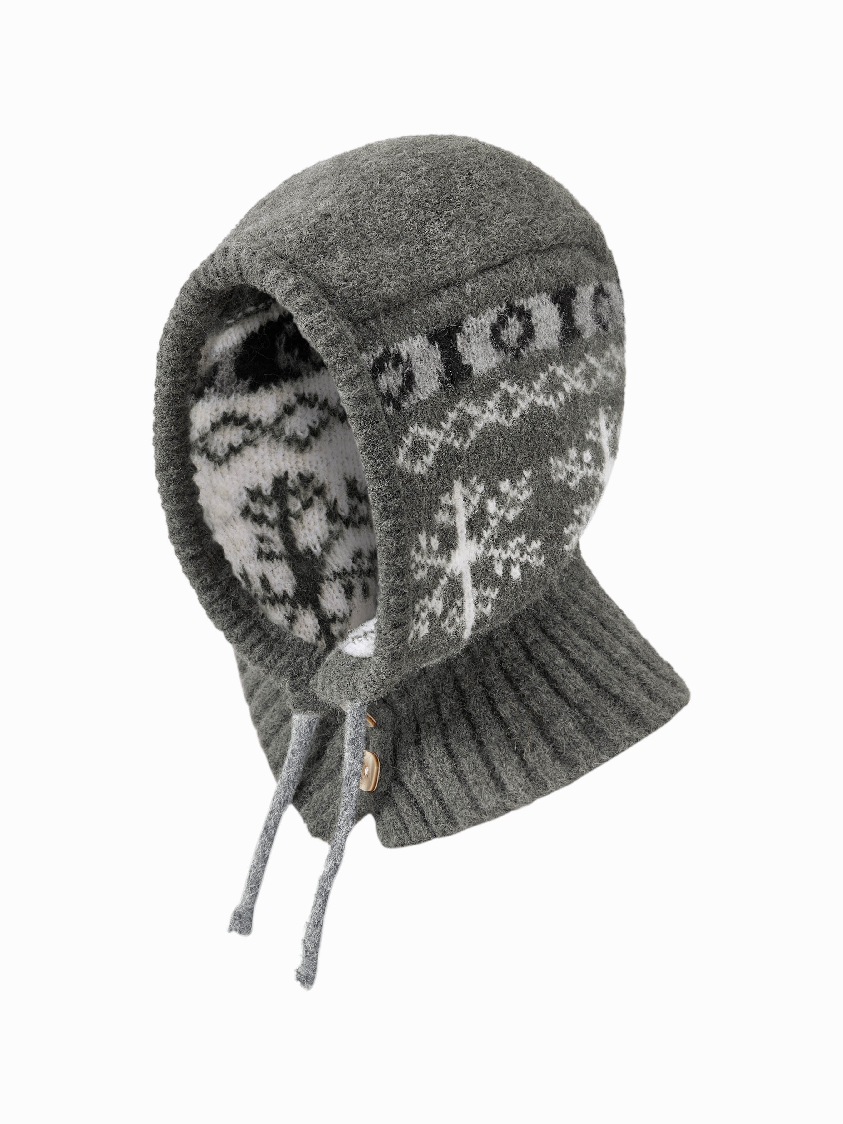 LACE-UP FAIR ISLE BALACLAVA HAT For School Daily Casual Date Outdoor