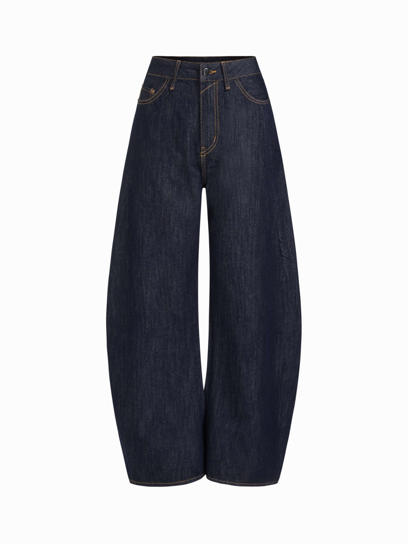 Denim Low Rise Solid Pocket Barrel-leg Jeans