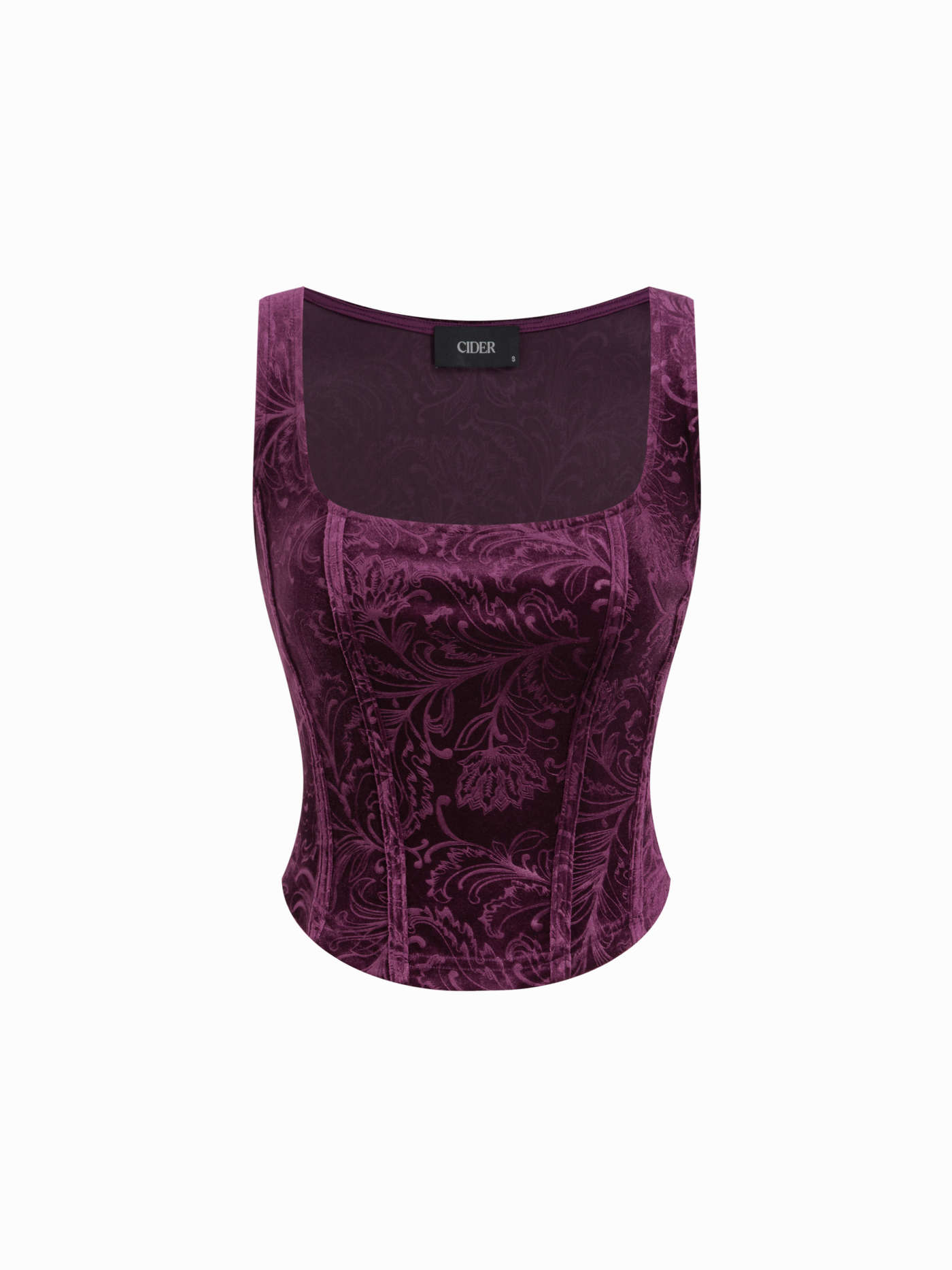 Velvet Square Neck Floral Tank Top