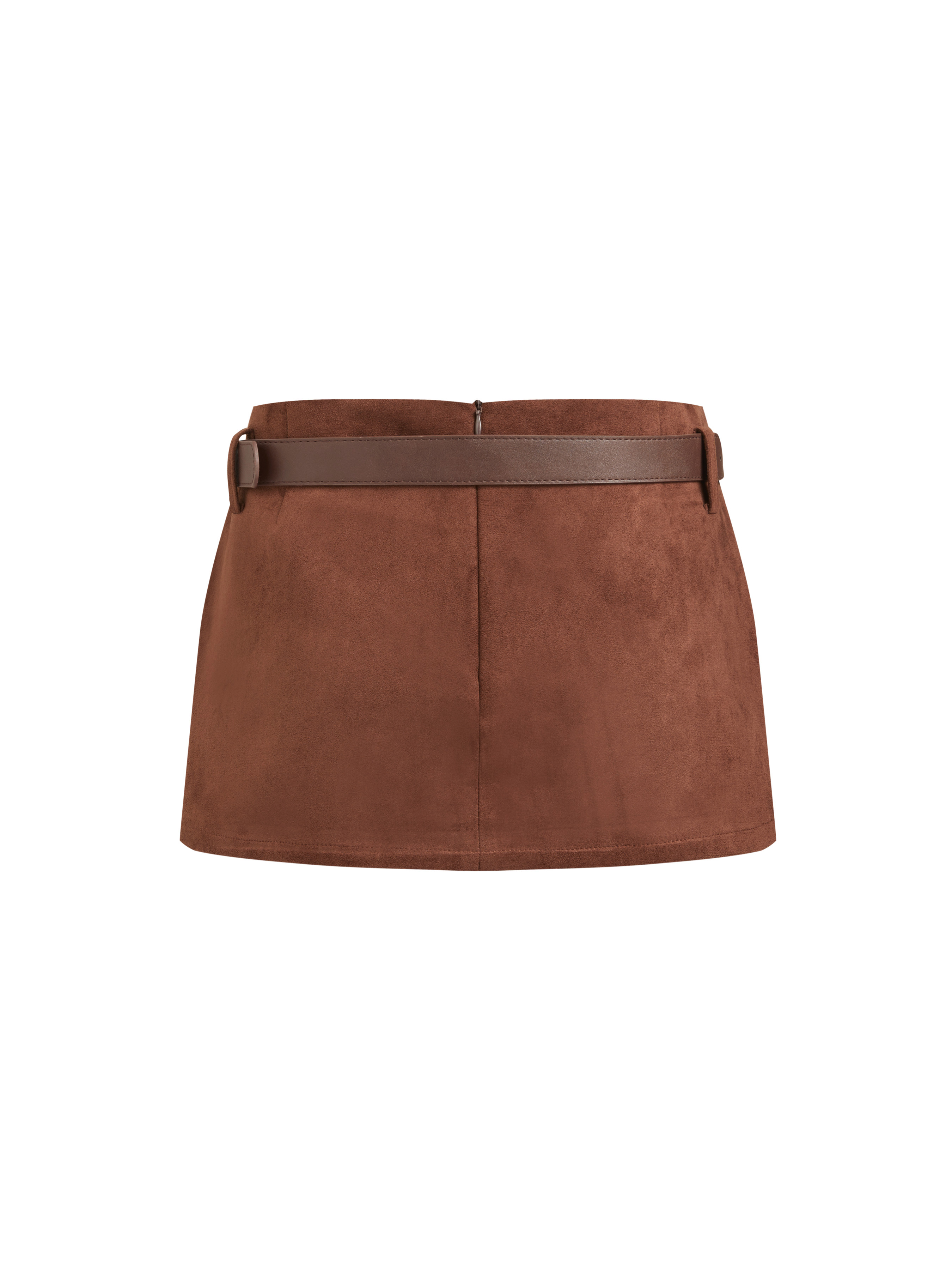 Faux Fur Low Rise Animal Print Half Zip Mini Skirt