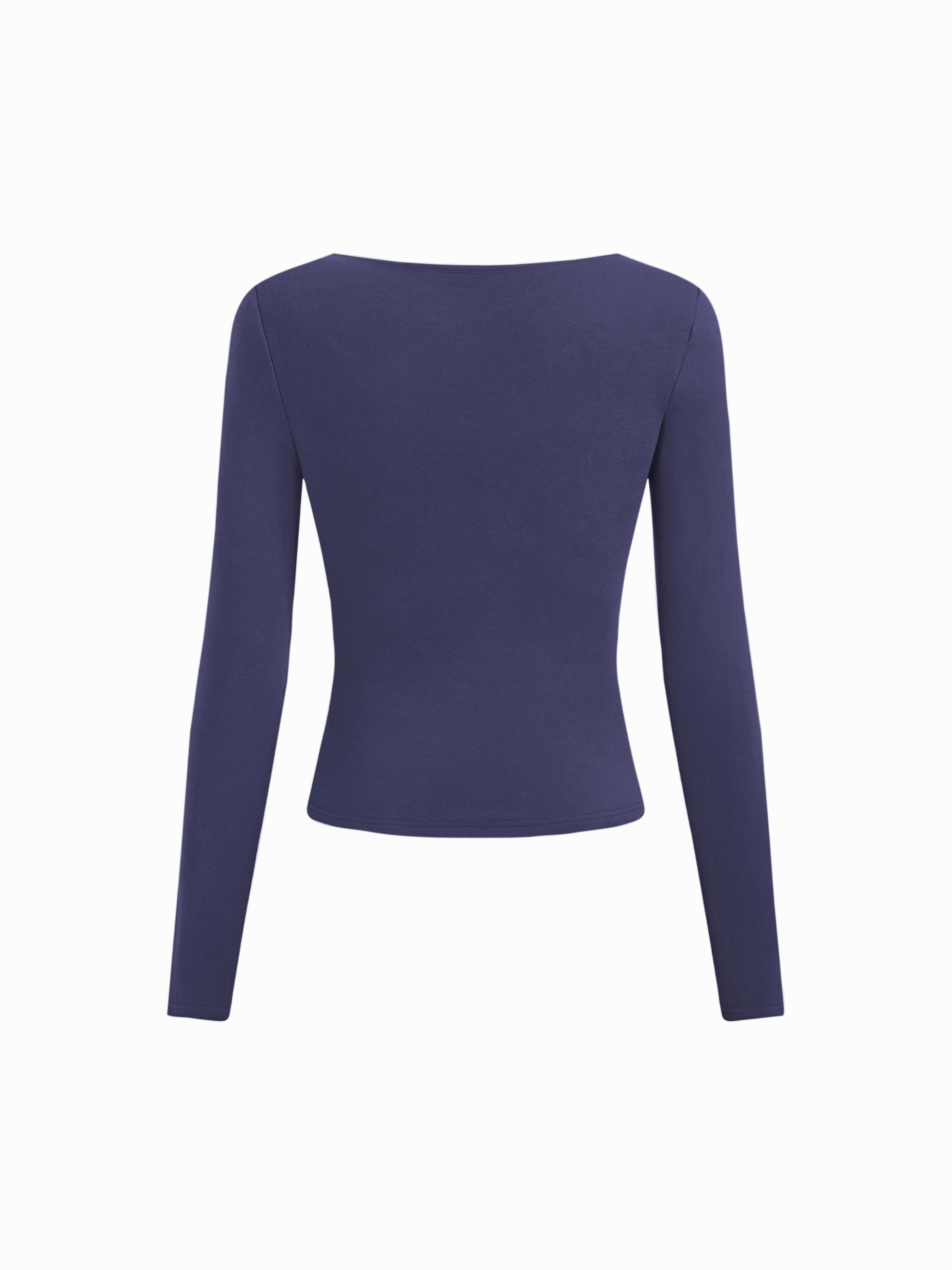 Cotton-blend Stripe Round Neckline Mid-length Sleeve Cinched Waist Tee