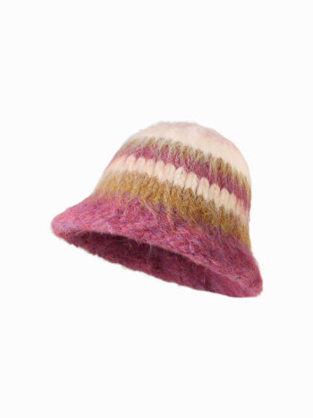 STRIPED KNITTED BUCKET HAT