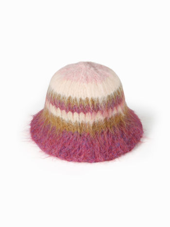 STRIPED KNITTED BUCKET HAT