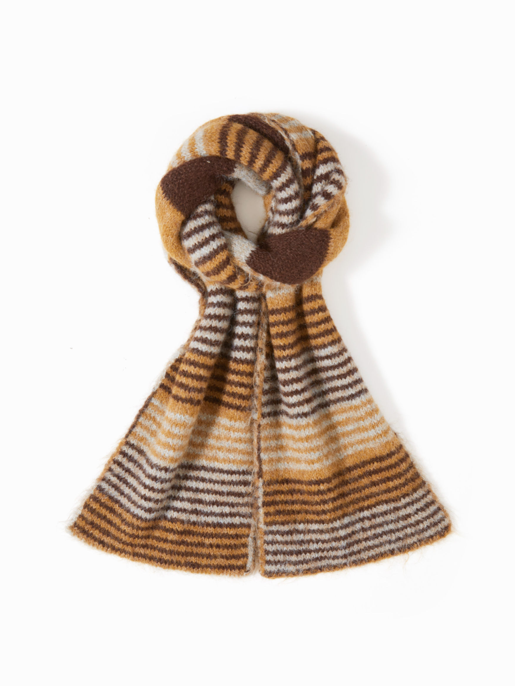 WOOL-BLEND STRIPED KNITTED SCARF