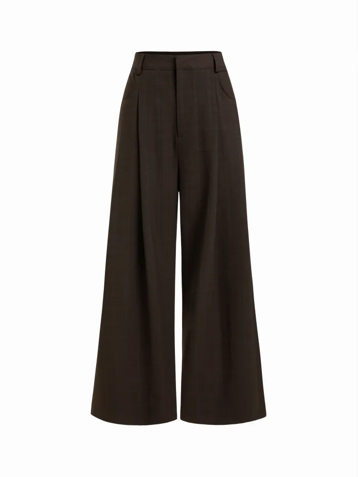 Cotton-blend Mid Rise Striped Drawstring Barrel-leg Trousers