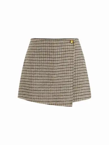 Plaid Collar Two Tone Button Oversized Crop Shacket