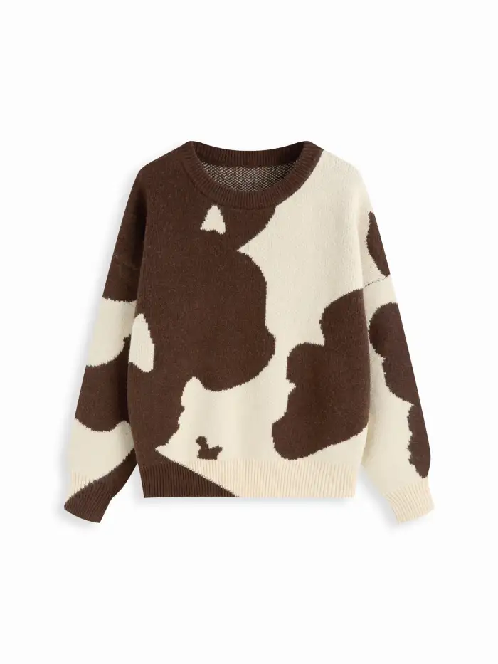 Knit Wool-blend V-neck Sea Animal Toggle Button Oversized Cardigan