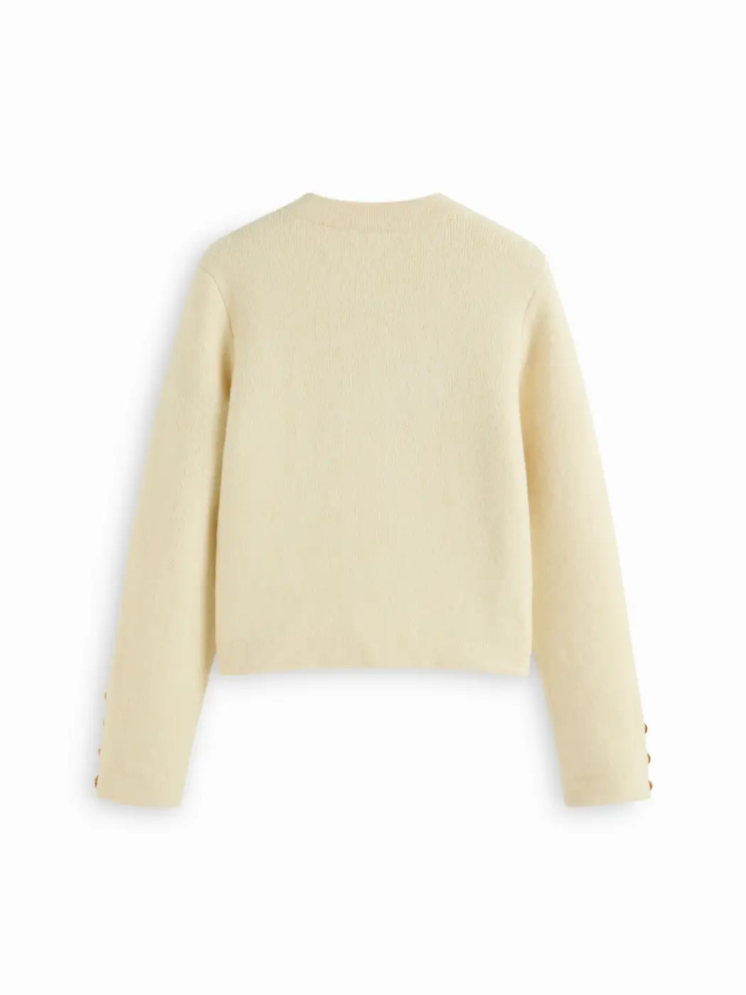 Knit Wool-blend Round Neckline Metal Button Cardigan