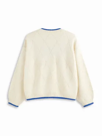 Top oversize curvilinea e taglie forti con grafica di pesci e girocollo in maglia, rifiniture a contrasto