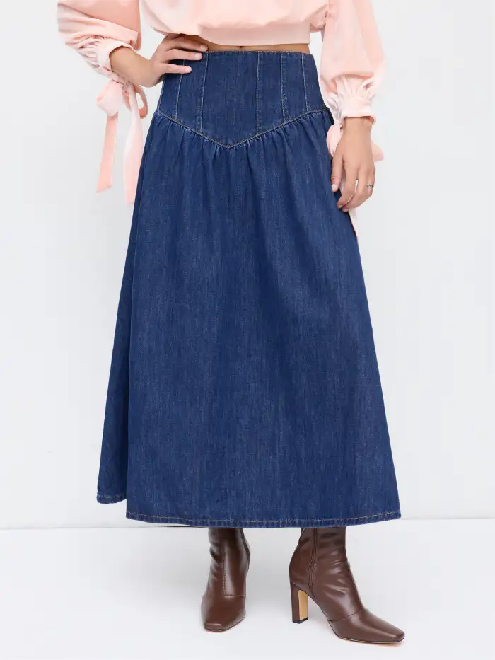 sachin and babi light blue dress Party Dress For Party New Years Holiday Dress Denim Denim Mid Rise Corset  Shirred Ruffle A-line Maxi Dress For Daily Casual