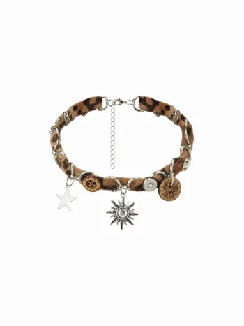 Sonnen- und Sternen-Leoparddruck-Choker
