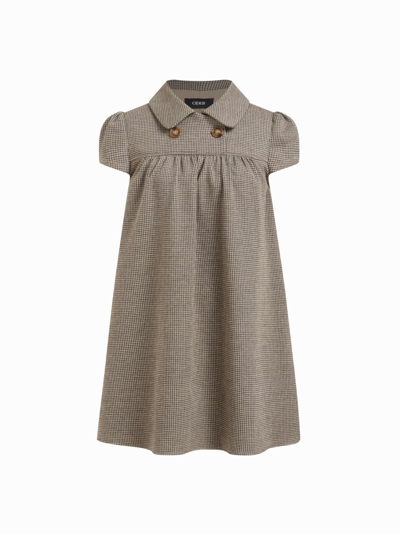 Peter Pan Collar Houndstooth Button Mini Dress