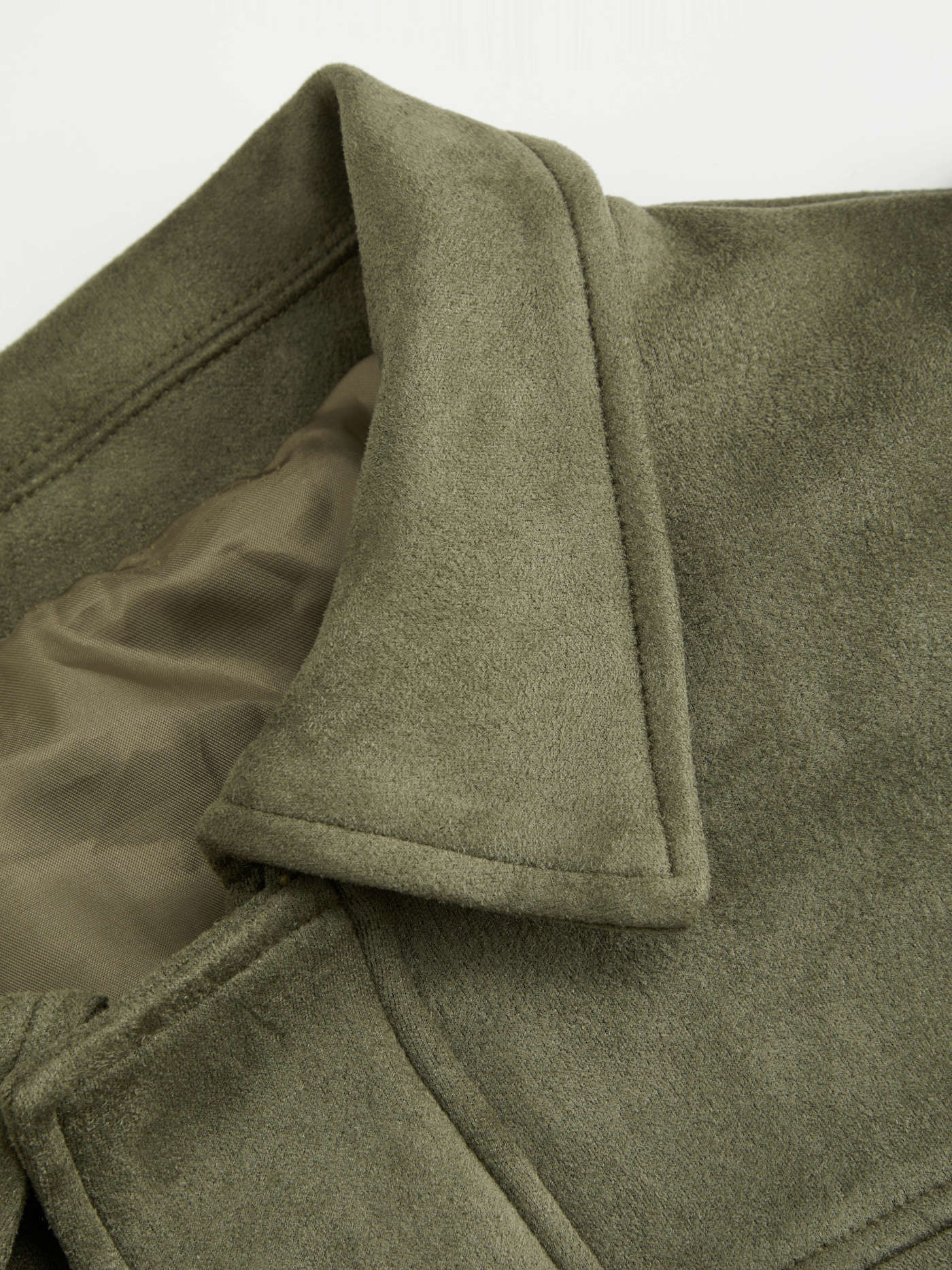 Suede Suede Collar Long Sleeve Zip Through Oversized Jacket For Work