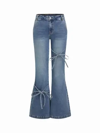 V-neck Solid Bowknot Knitted Vest