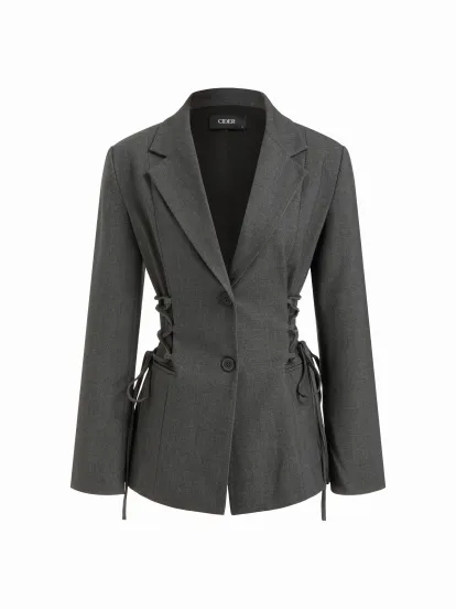 Cotton Plaid Polo Collar Ruched Two Tone Top