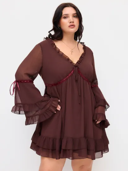 Cotton Scoop Neckline Floral Knotted Maxi Dress Curve & Plus