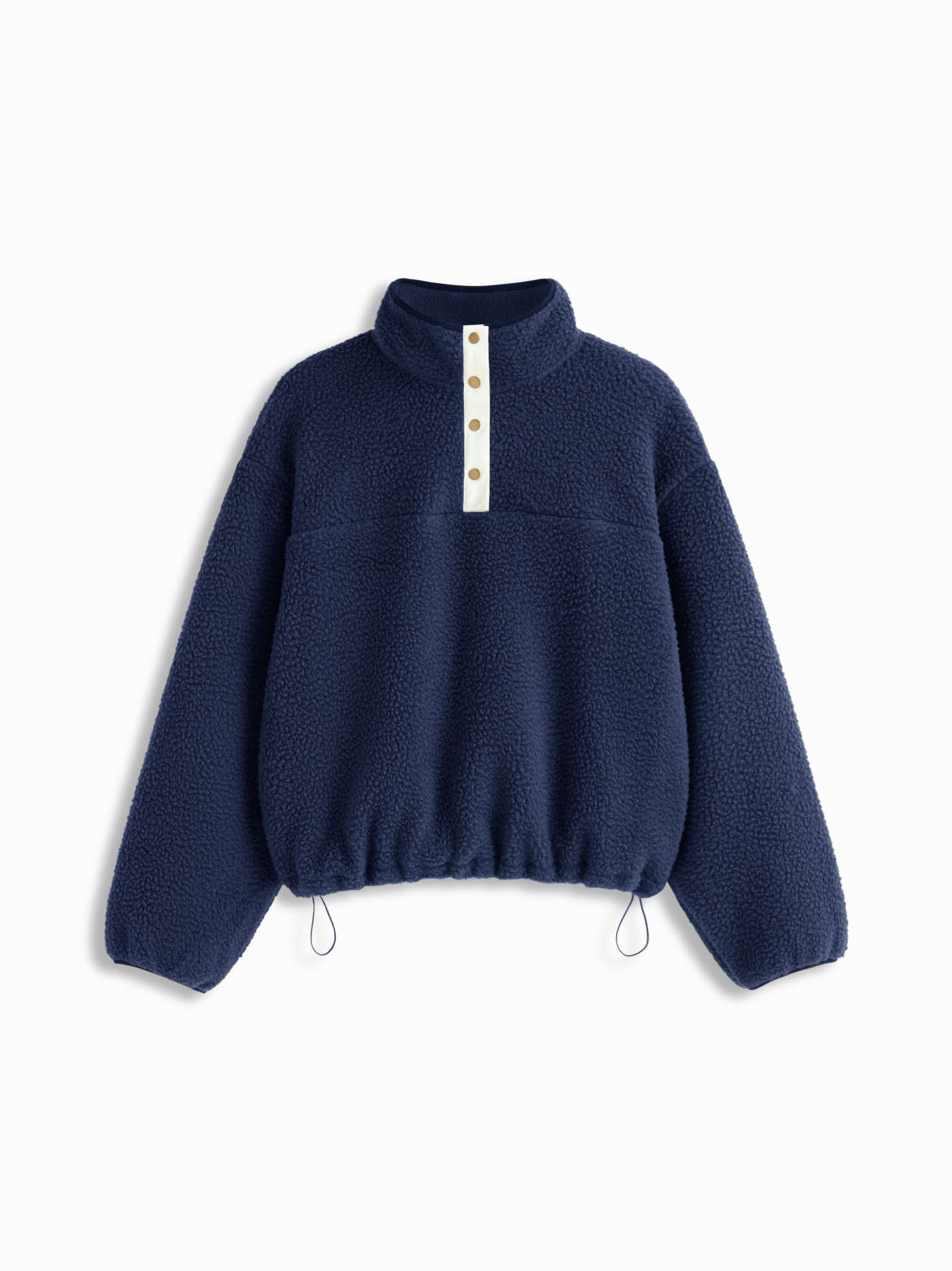Fleece Fleece Collar Drawstring Button Long Sleeve Sweatshirt For Daily Casual