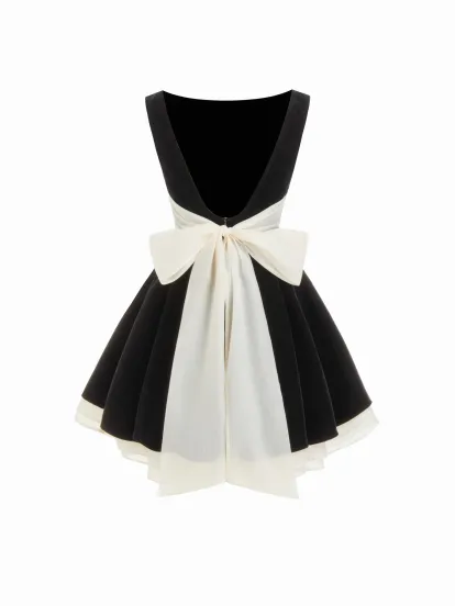 Two Tone Zipper Ruffle Mini Dress