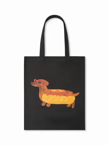 Dackelwelpen- und Hotdog-Tasche für die Schulter