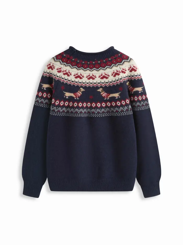 Dachshund Detail Round Neckline Oversized Sweater