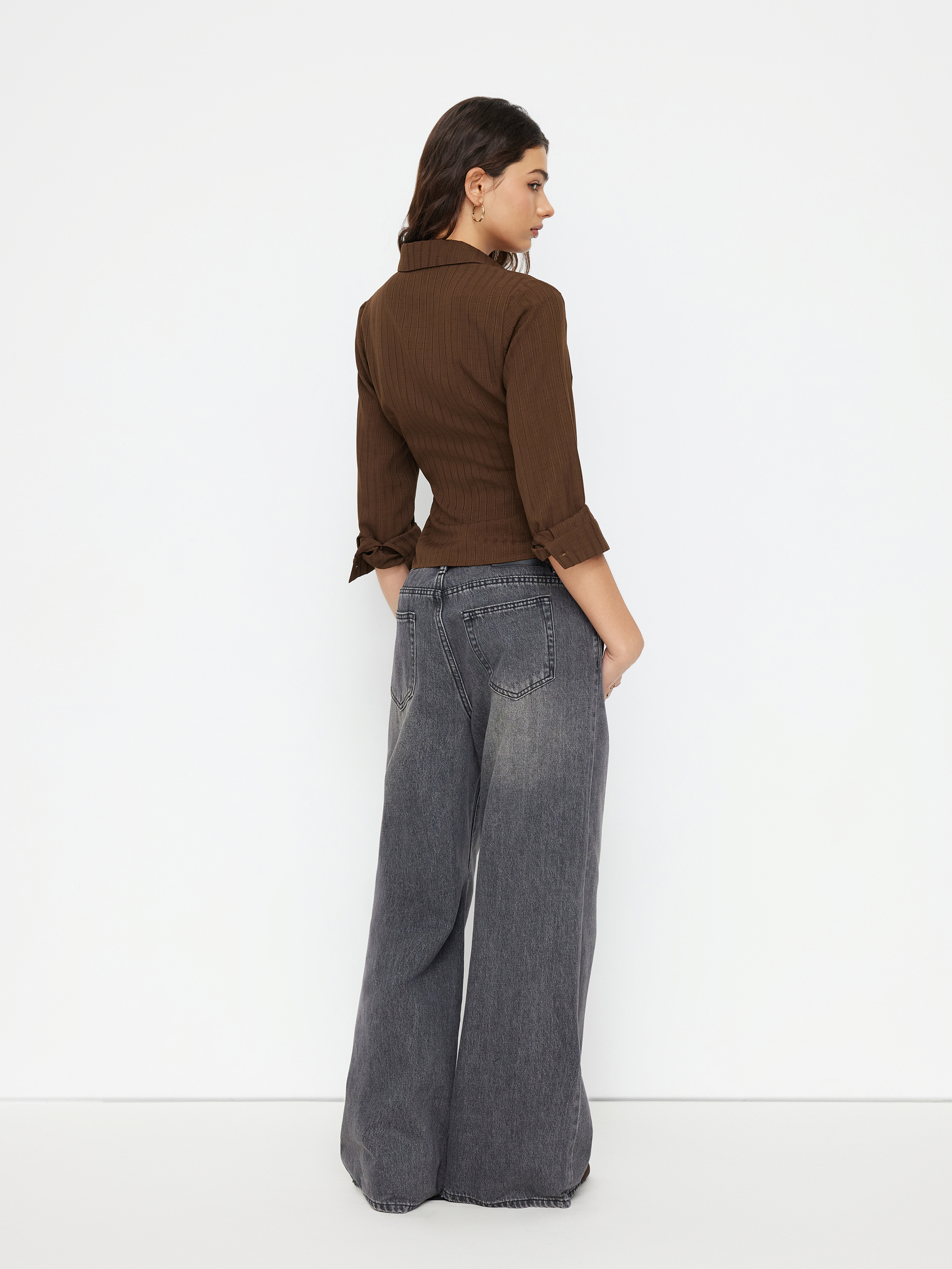 Collar Texture Button Long Sleeve Shirt