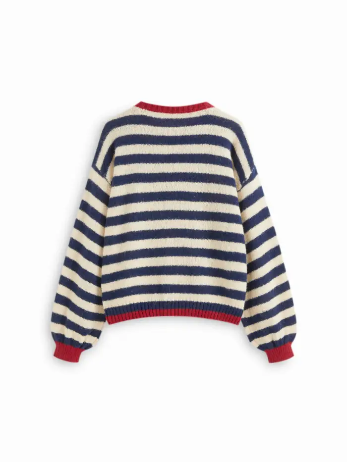 Knit Round Neckline Fish Graphic Contrasting Binding Oversized Top