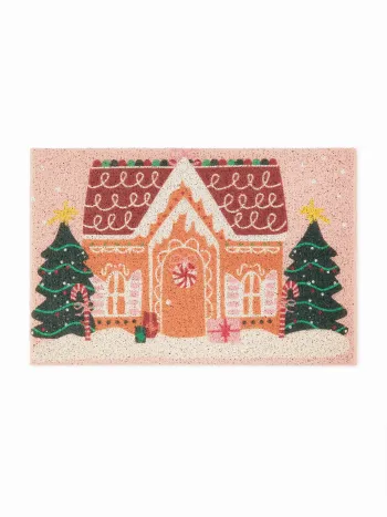 HOUSE & TREE PATTERN HOLIDAY DOOR MAT