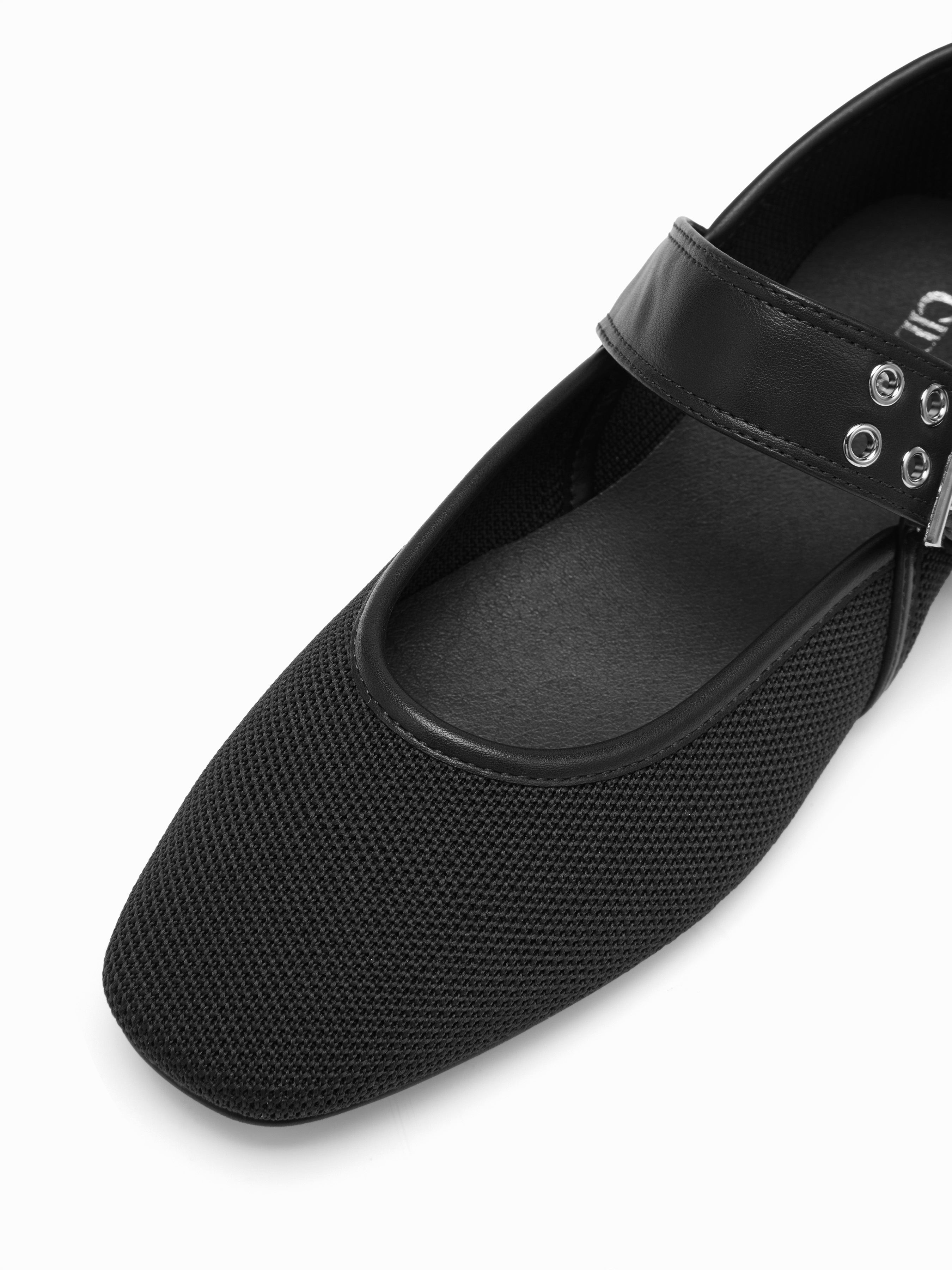 MESH BUCKLE MARY JANE FLATS