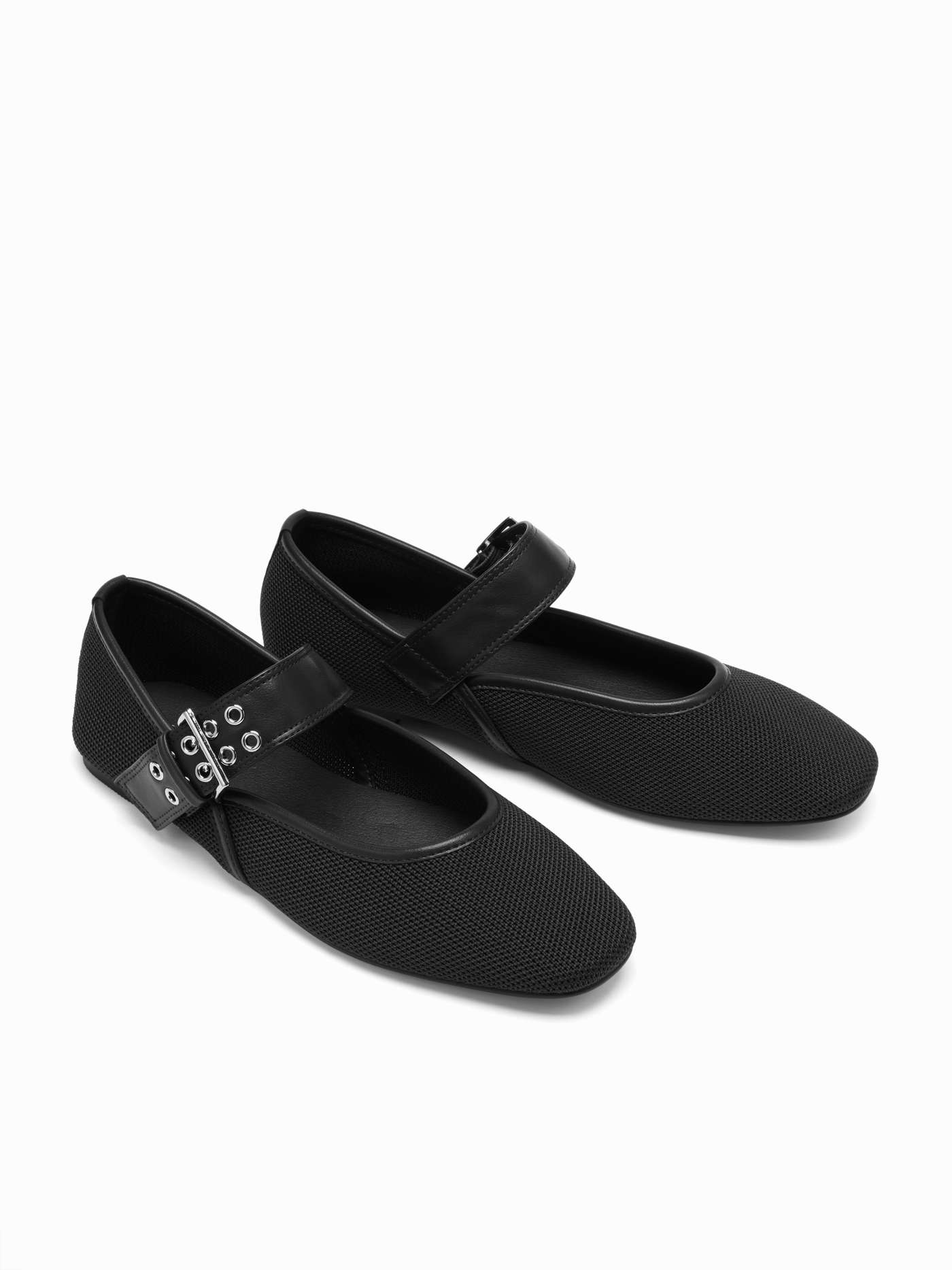 MESH BUCKLE MARY JANE FLATS