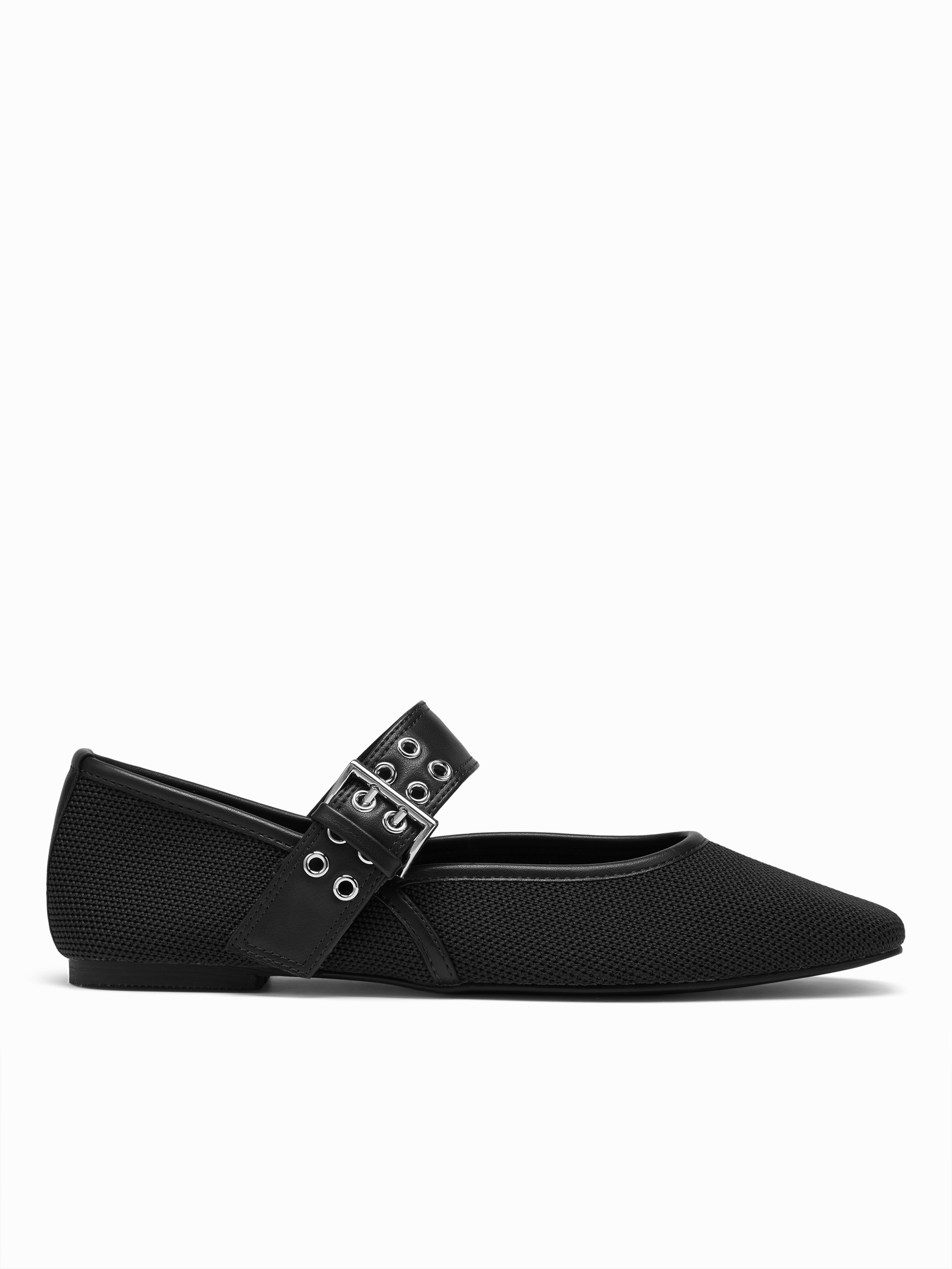 MESH BUCKLE MARY JANE FLATS