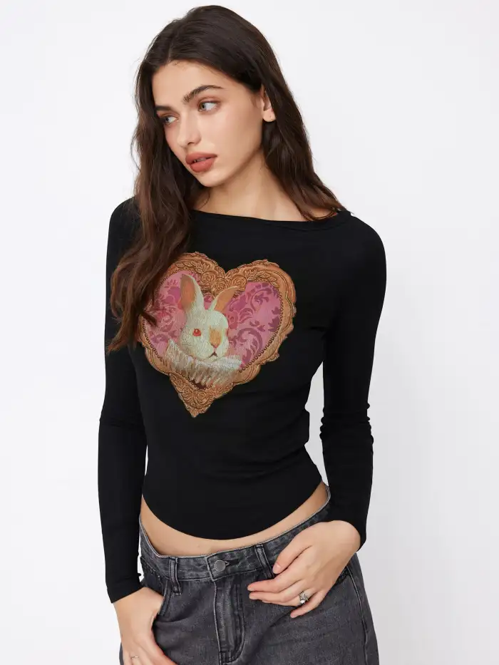Sweetheart Bowknot Deer Knotted Long Sleeve Top