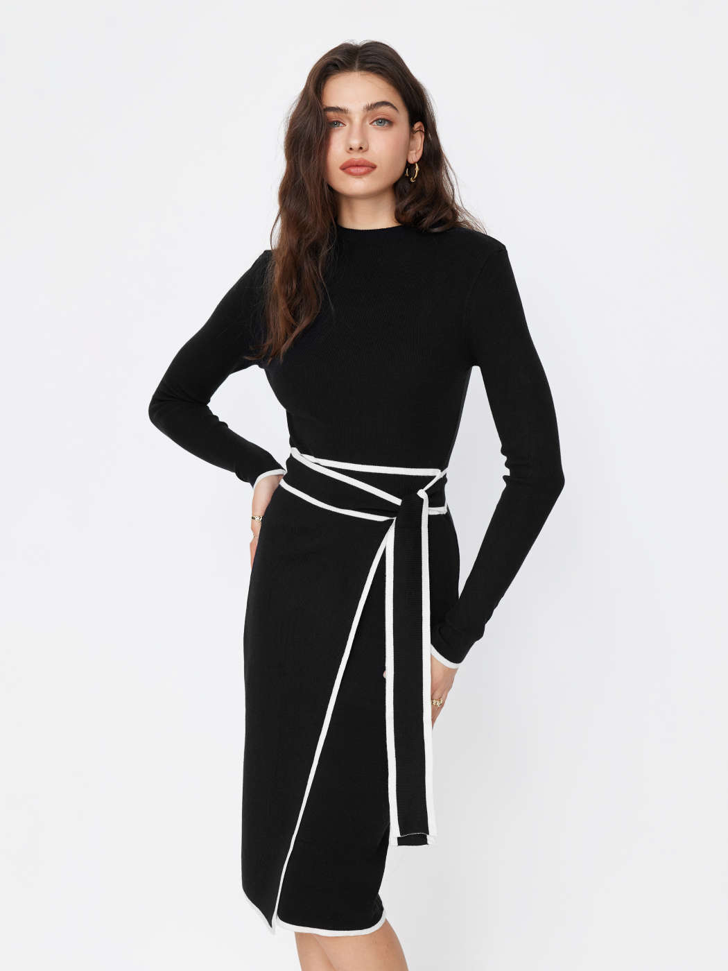 slim fit dress slacks Blush 3/4 Sleeve Textured Knit Dress main image 0
