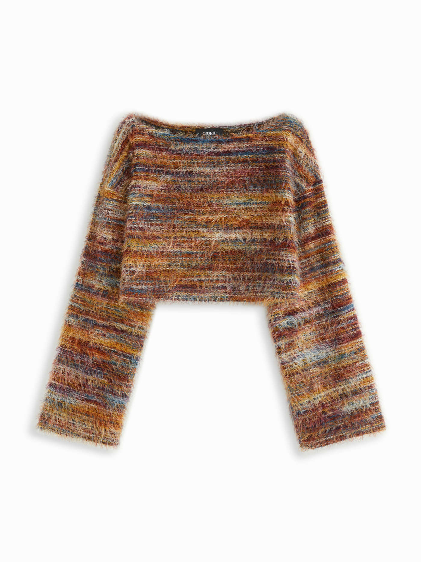 Striped Boat Neck Bell Sleeve Cropped Top