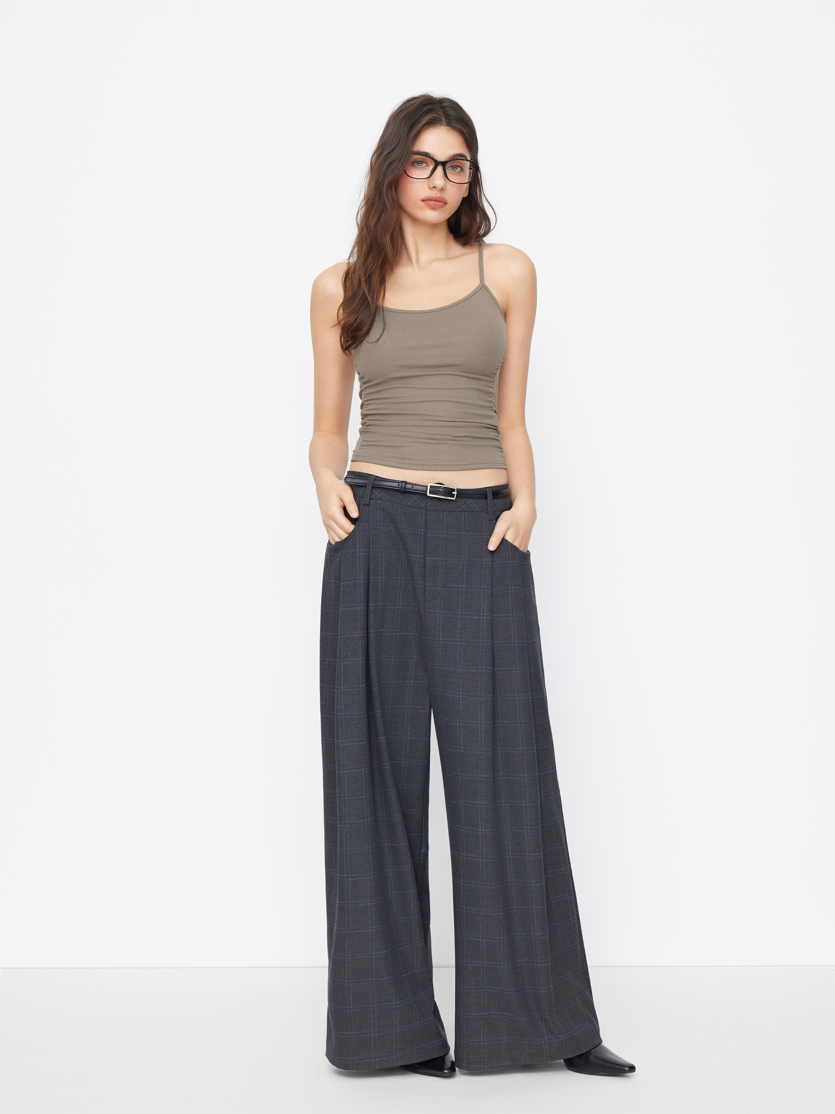 U-neckline Ruched Cami Top