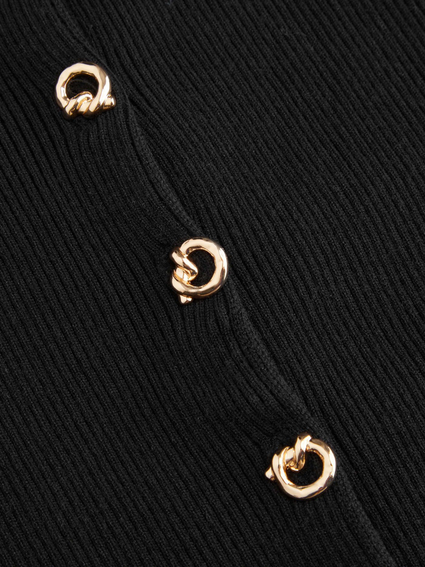 Knit Metal Button Detail Round Neckline Top